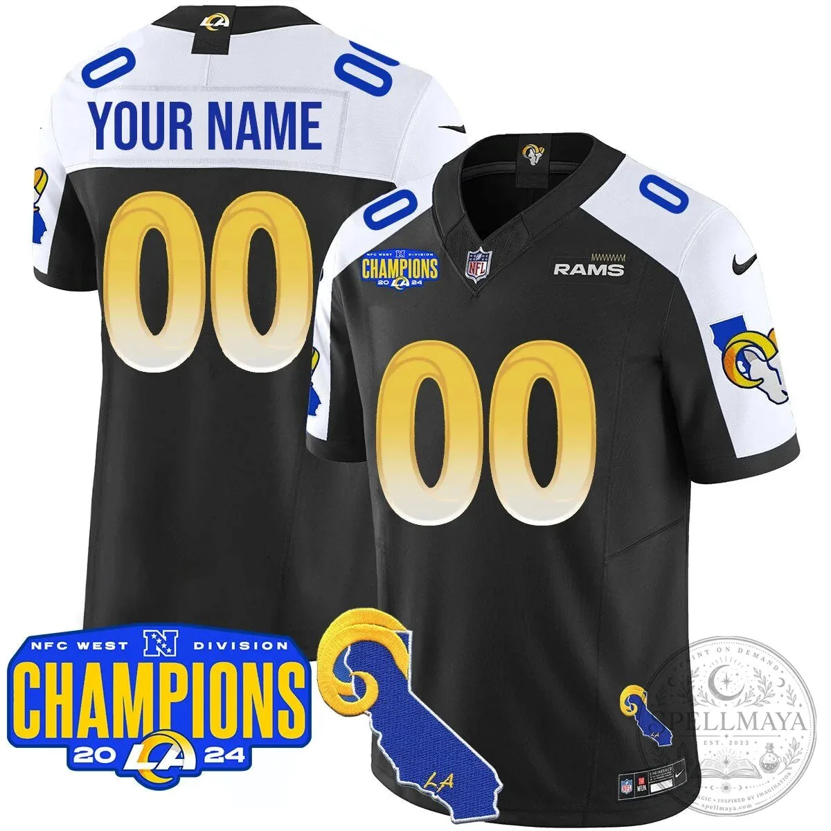 2024 NFC West Division Champions Jersey for Los Angeles Rams Football 18 2024 NFC West Division Champions Jersey for Los Angeles Rams Football
