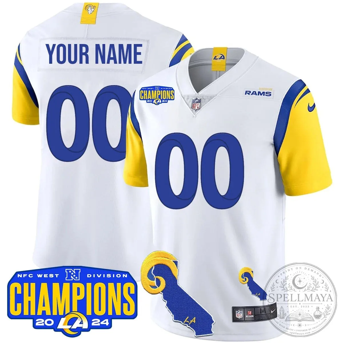 2024 NFC West Division Champions Jersey for Los Angeles Rams Football 22 2024 NFC West Division Champions Jersey for Los Angeles Rams Football