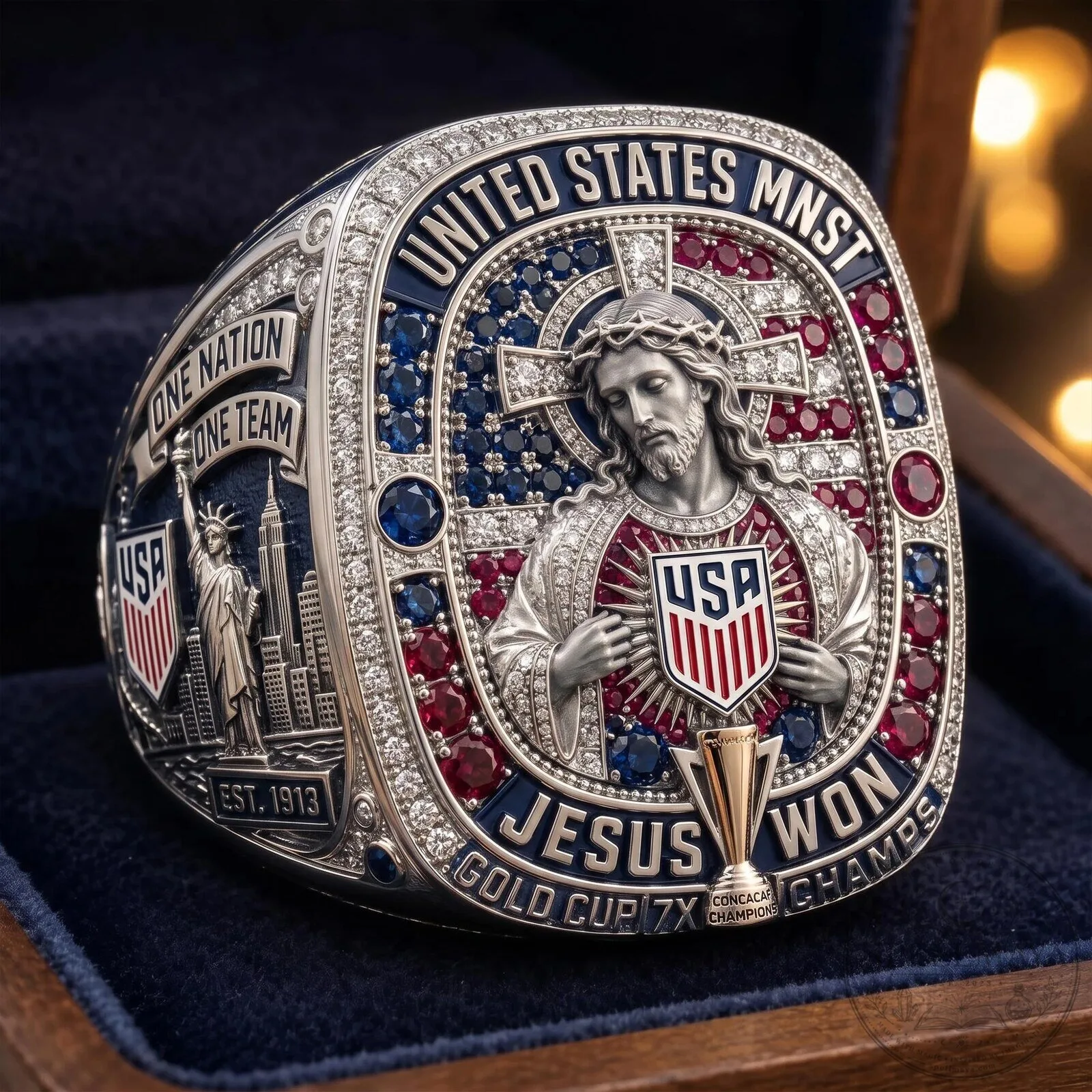 United States Jesus Won Gold Cup Champions Ring