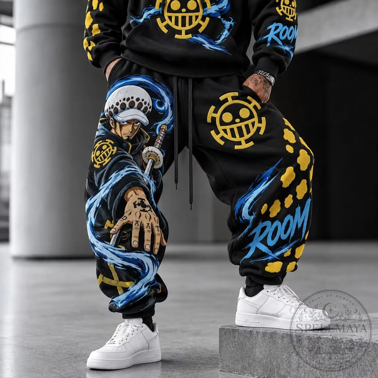 One Piece Trafalgar Law Anime Pirate Hunter Black Sweatpants