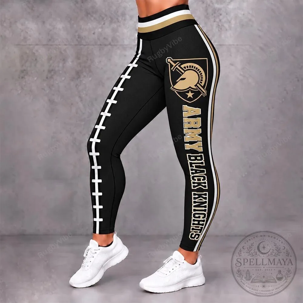 Army Black Knights Football Team Gold Stripe Black Women's Leggings