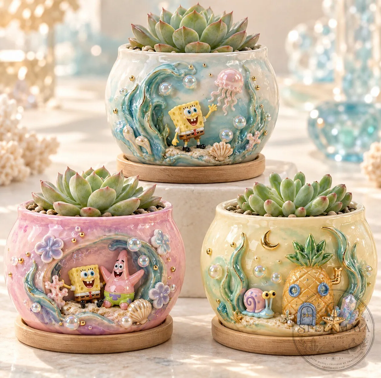 SpongeBob SquarePants Patrick Star Pineapple House Succulent Planter Pot Set 2 SpongeBob SquarePants Patrick Star Pineapple House Succulent Planter Pot Set
