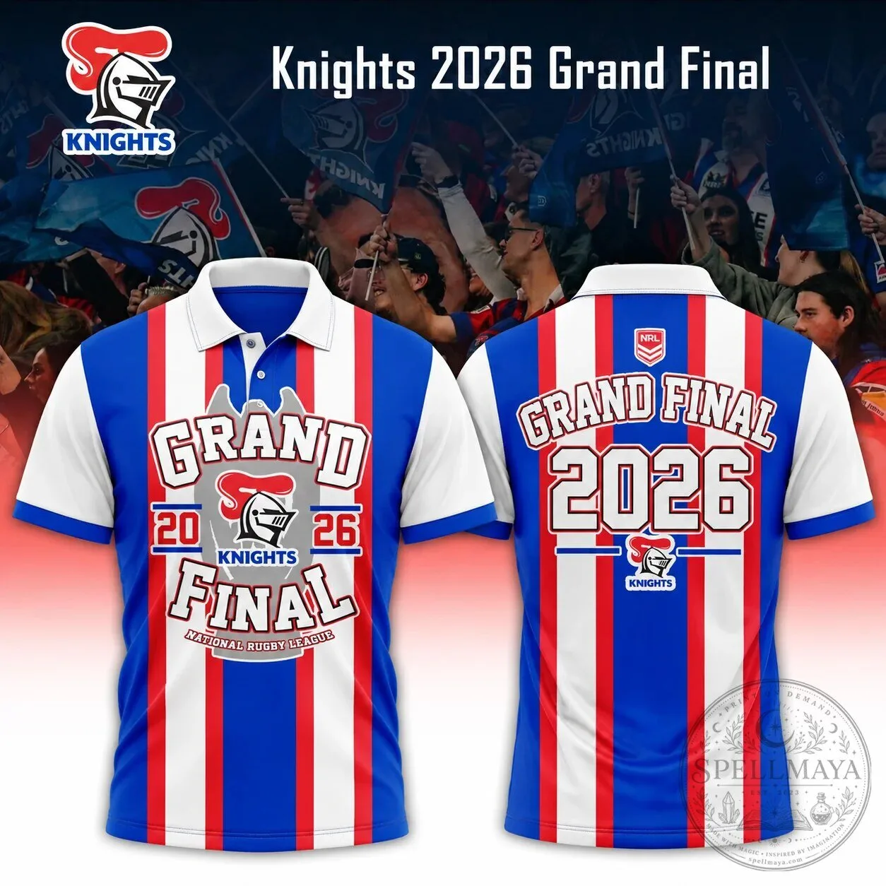 2026 National Rugby League Polo Shirt featuring Newcastle Knights Grand Final Design 2 2026 National Rugby League Polo Shirt featuring Newcastle Knights Grand Final Design