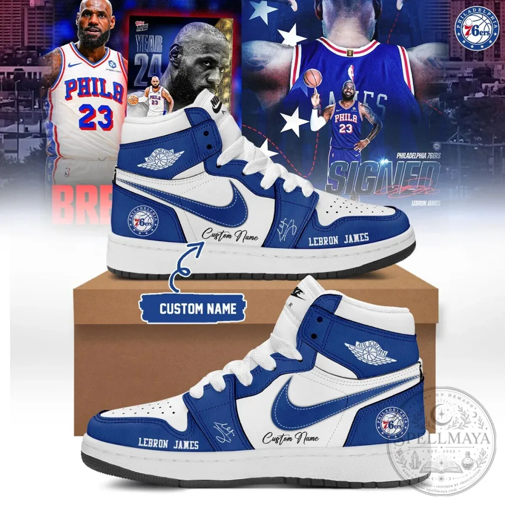 LeBron James Philadelphia 76ers Custom Name Basketball Shoes LeBron James Philadelphia 76ers Custom Name Basketball Shoes