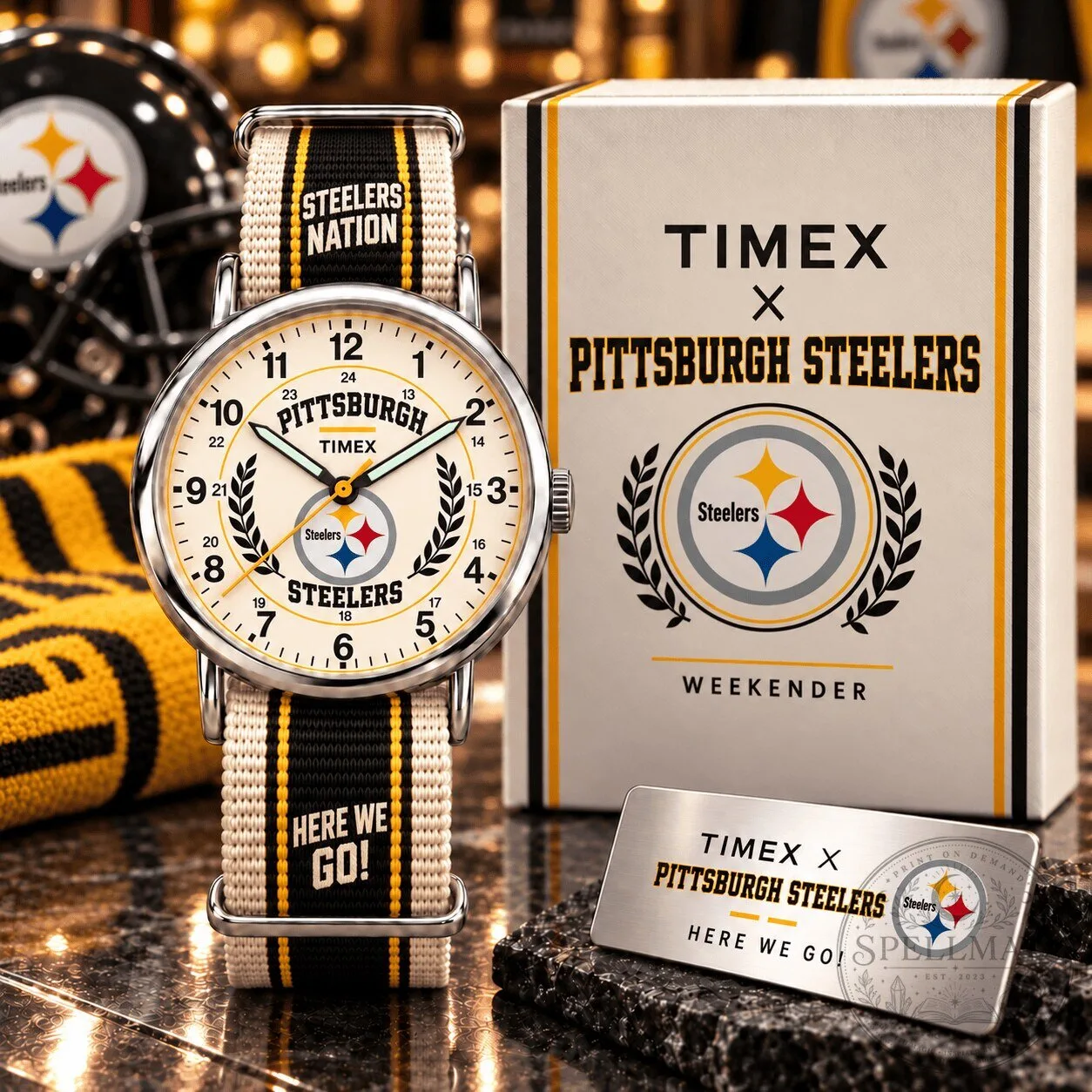 Pittsburgh Steelers Timex Weekender Cream Dial Watch