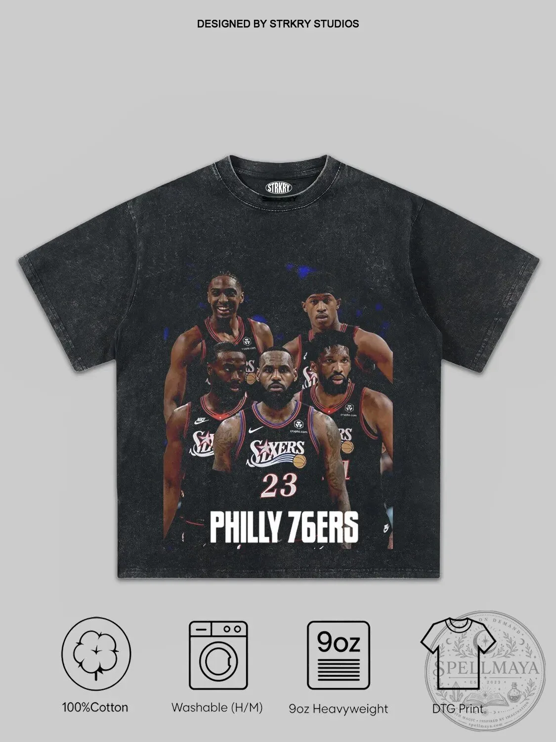 Philadelphia 76ers Basketball Team Graphic Washed T-Shirt 1 Philadelphia 76ers Basketball Team Graphic Washed T-Shirt