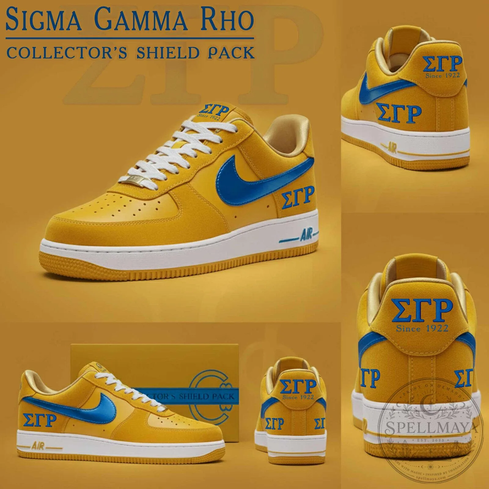 Sigma Gamma Rho Yellow and Blue Collector's Shield Pack Shoes