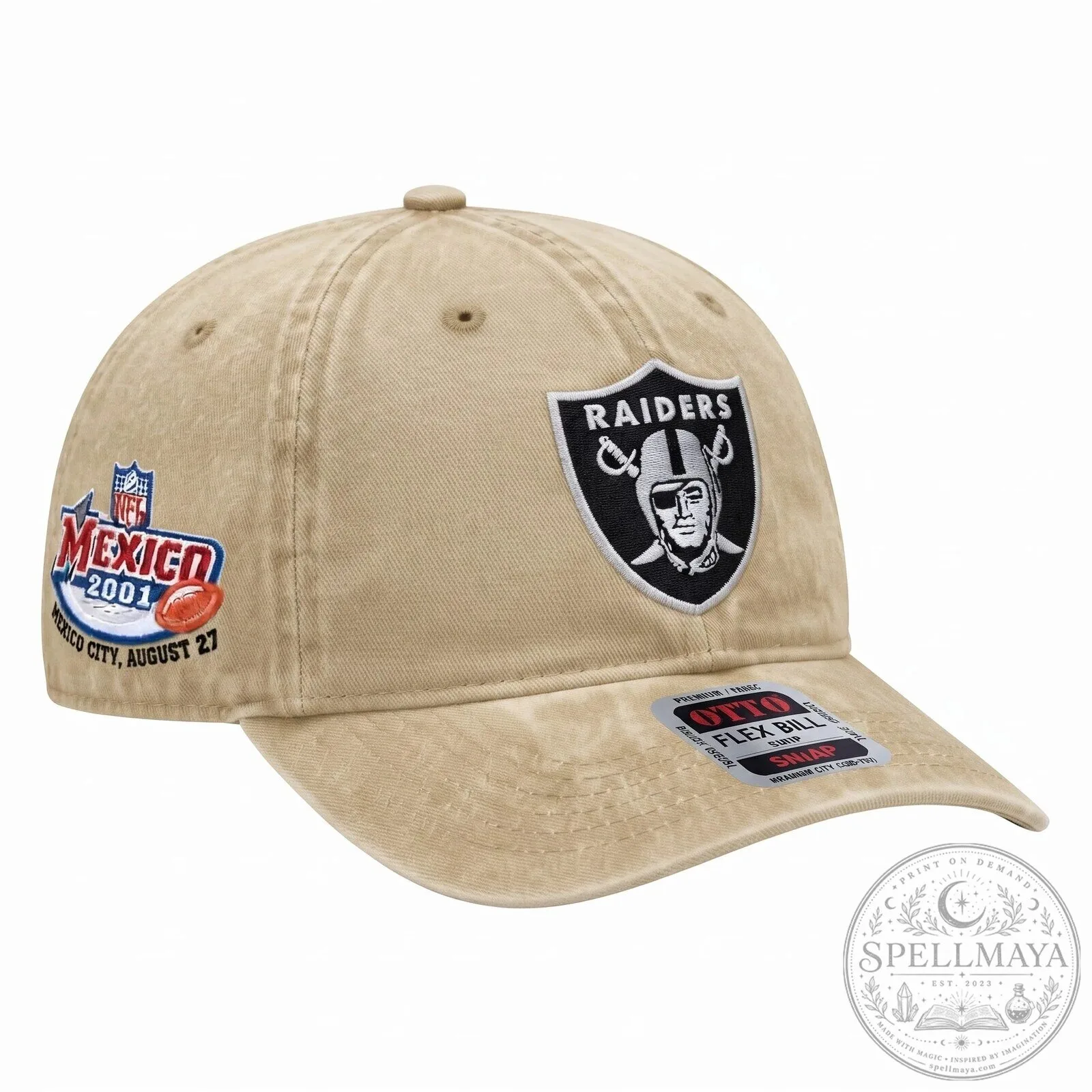 Embroidered Dad Hat for Las Vegas Raiders NFL Mexico City August 27, 2001 10 Embroidered Dad Hat for Las Vegas Raiders NFL Mexico City August 27, 2001