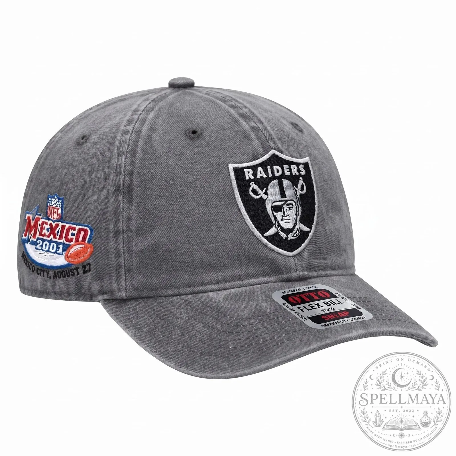 Embroidered Dad Hat for Las Vegas Raiders NFL Mexico City August 27, 2001 11 Embroidered Dad Hat for Las Vegas Raiders NFL Mexico City August 27, 2001