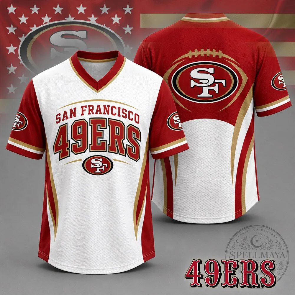 San Francisco 49ers Football Team Spirit V-Neck Jersey