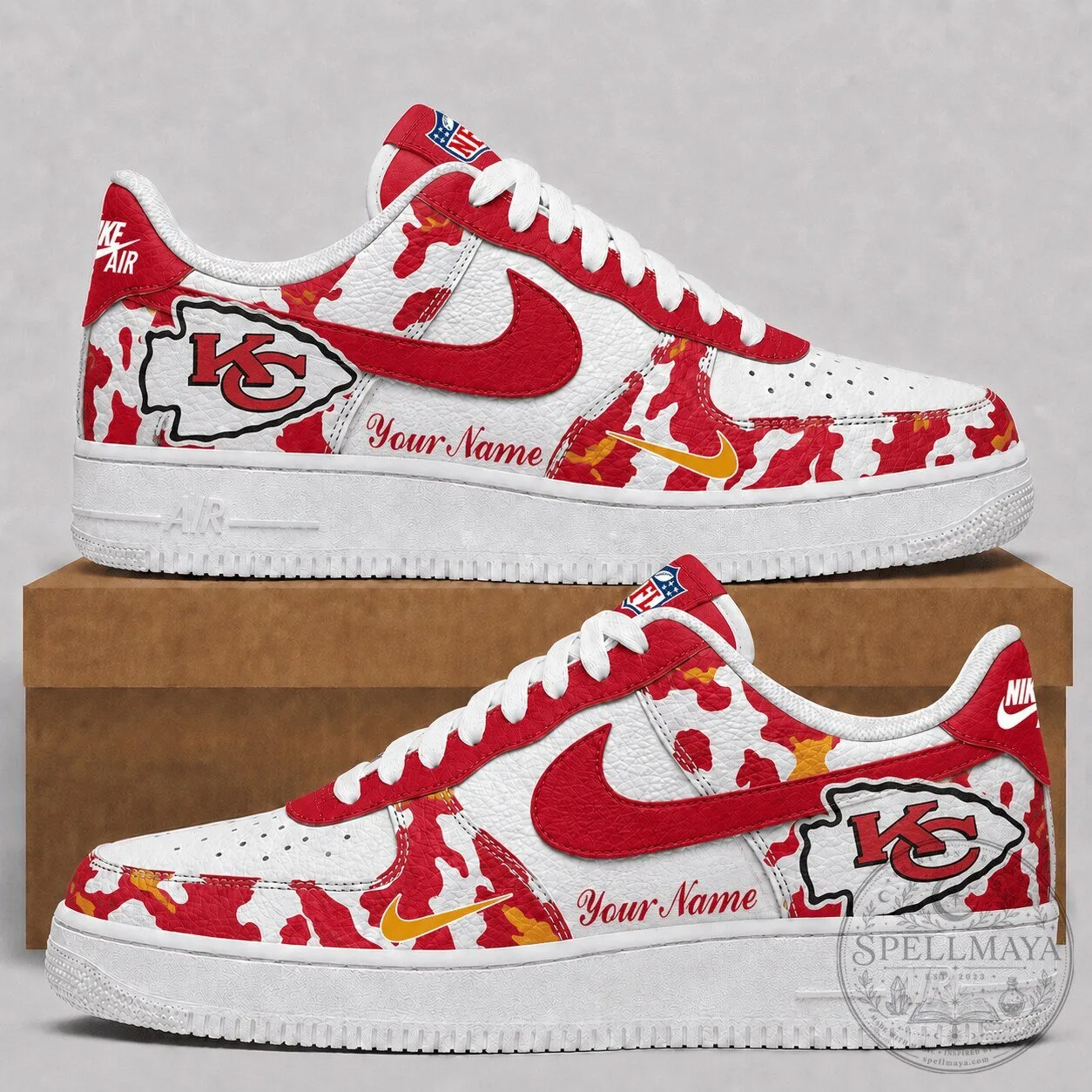 Kansas City Chiefs Custom Name Red Camouflage Pattern Low Top Shoes