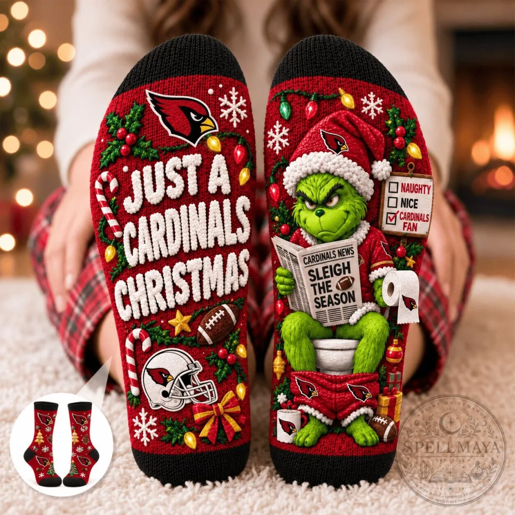 Arizona Cardinals Grinch Just A Cardinals Christmas Holiday Socks Arizona Cardinals Grinch Just A Cardinals Christmas Holiday Socks