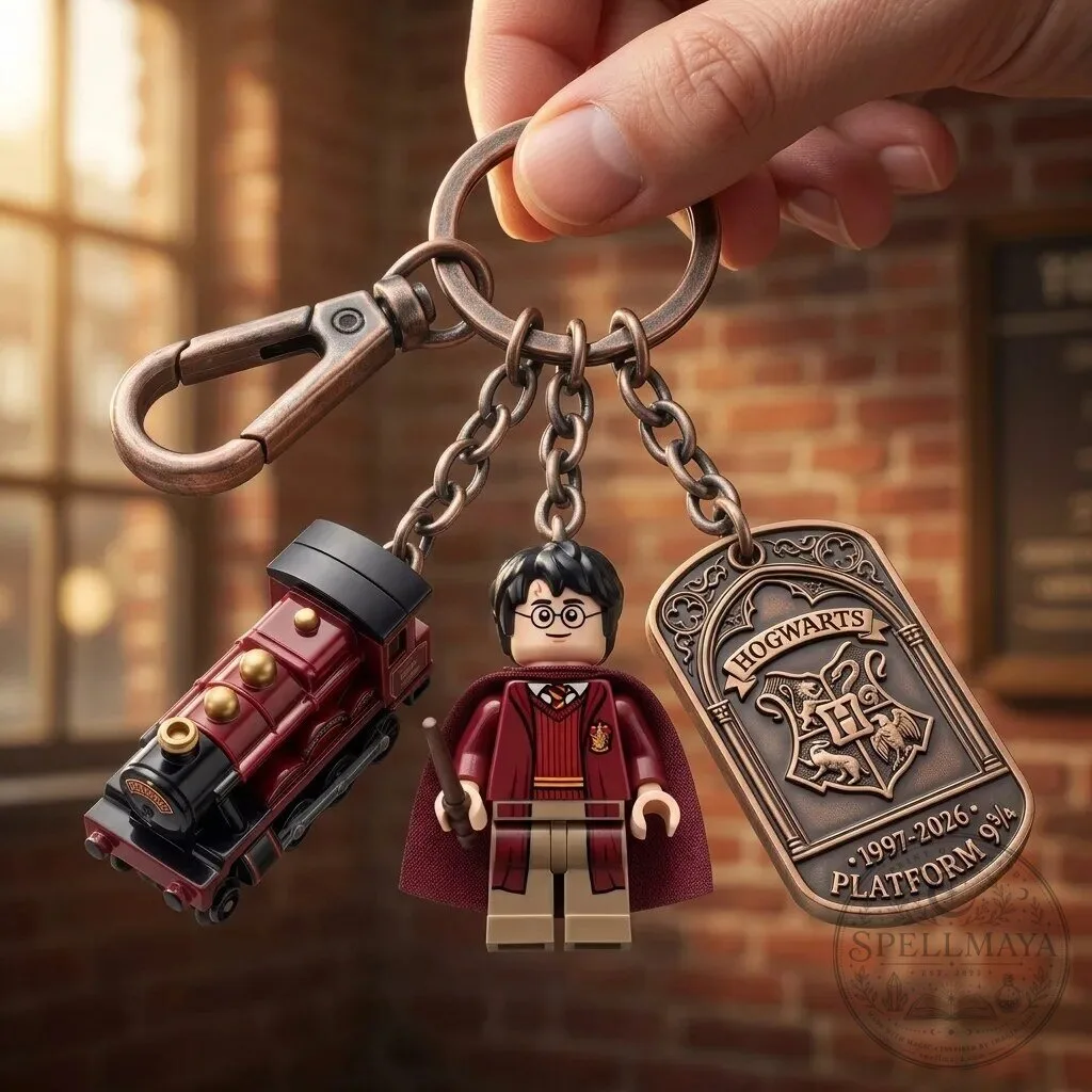 Harry Potter Hogwarts Express Lego Minifigure Platform 9 3/4 Keychain