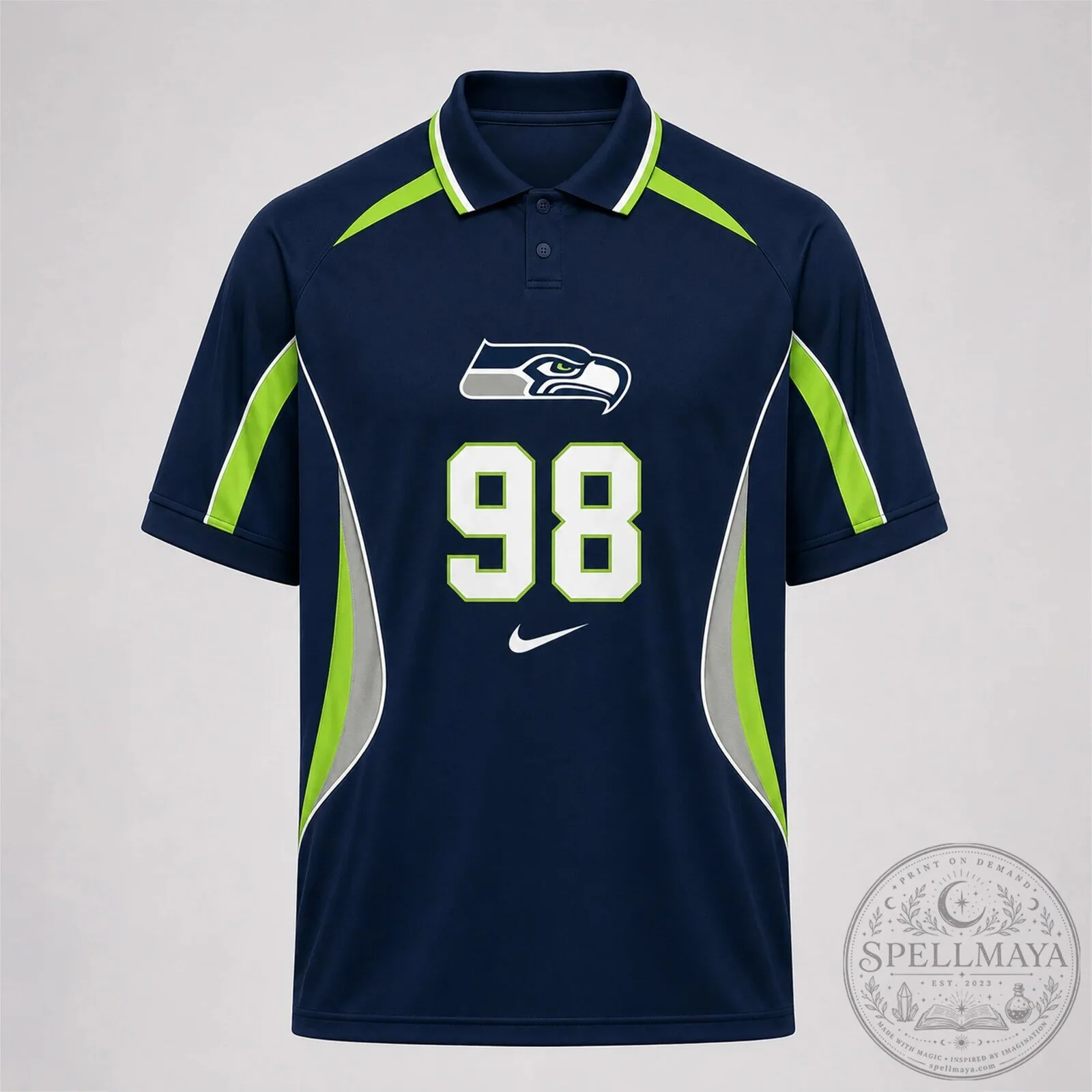 Seattle Seahawks Custom Number Sports Style Polo Shirt 1 Seattle Seahawks Custom Number Sports Style Polo Shirt