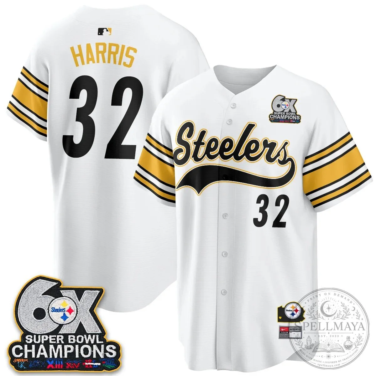 Pittsburgh Steelers TJ Watt 6X Super Bowl Champions Throwback Baseball Jersey 81 Pittsburgh Steelers TJ Watt 6X Super Bowl Champions Throwback Baseball Jersey