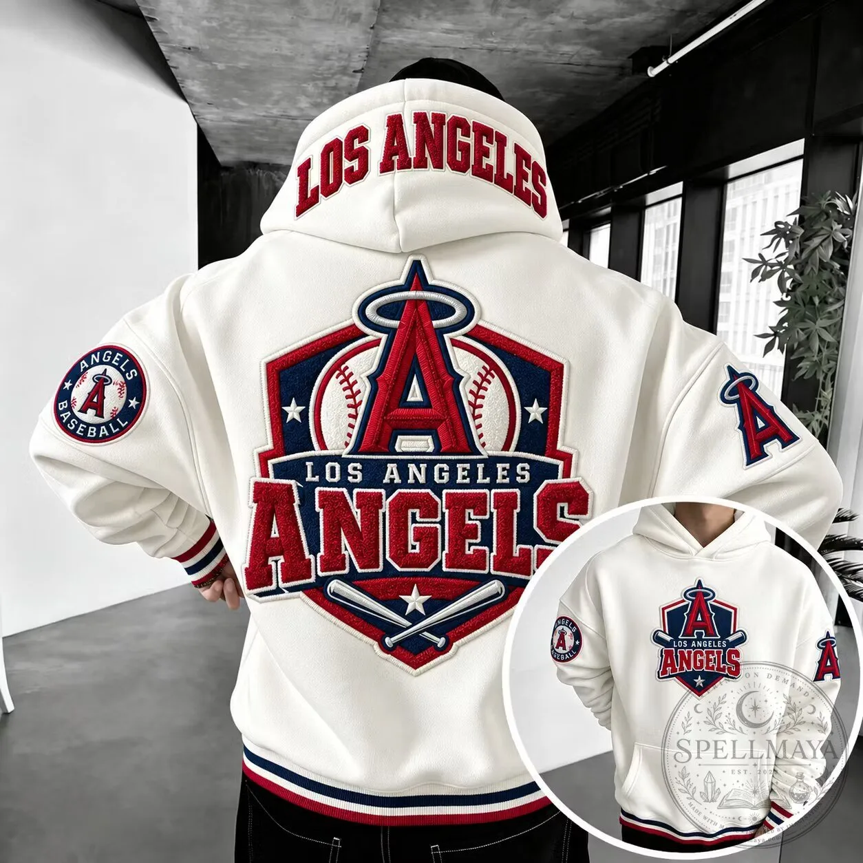 Los Angeles Angels Baseball Team Embroidered Hoodie Sweatshirt 2 Los Angeles Angels Baseball Team Embroidered Hoodie Sweatshirt