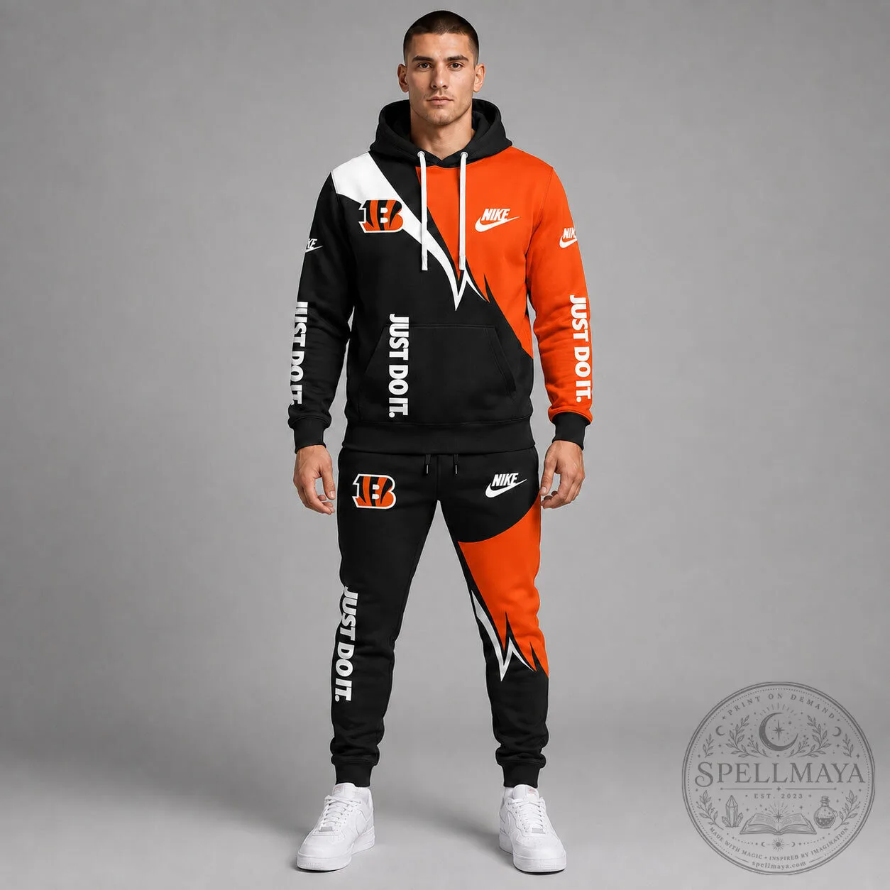Nike Bengals Just Do It Split Design Hoodie and Jogger Pants Combo Set