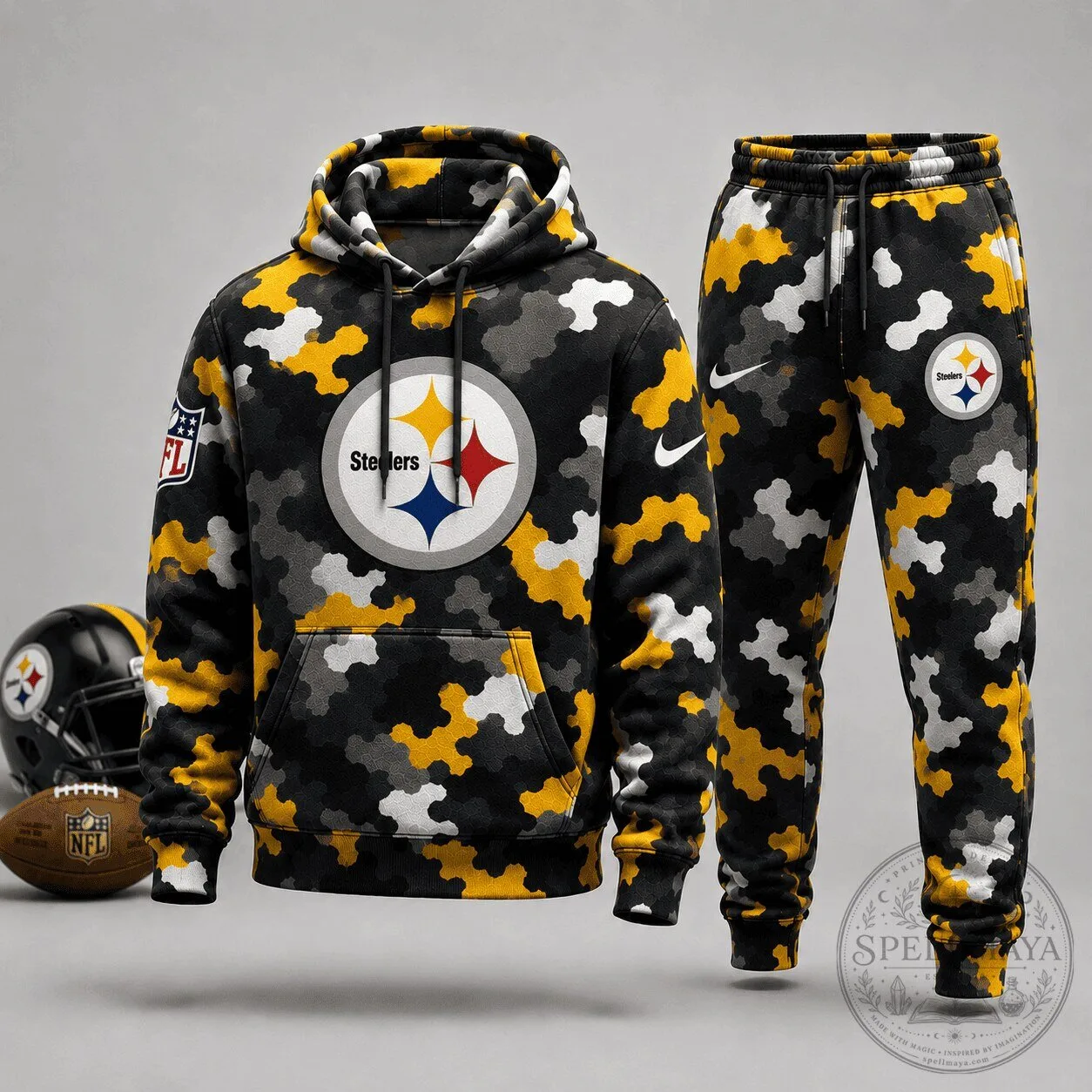Pittsburgh Steelers Camouflage Pattern Hoodie and Jogger Pants Set 1 Pittsburgh Steelers Camouflage Pattern Hoodie and Jogger Pants Set