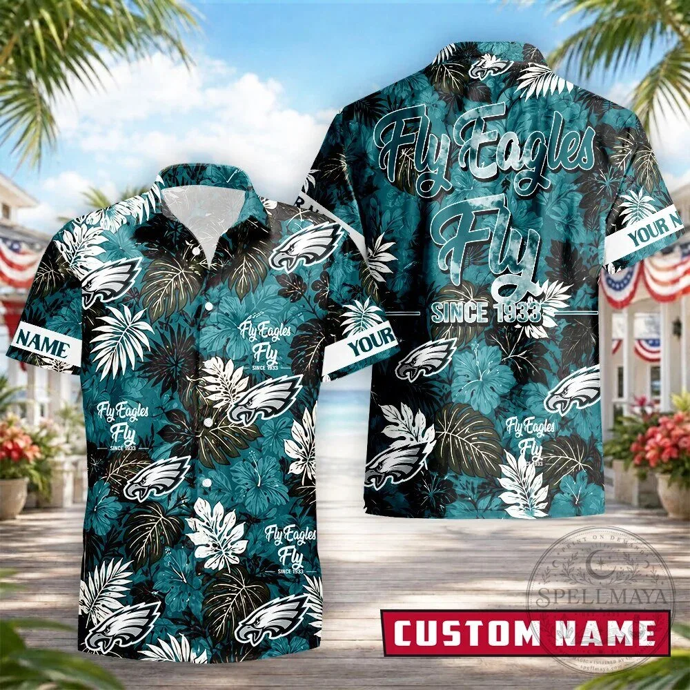 Philadelphia Football Eagles Tropical Hawaiian Shirt Personalized