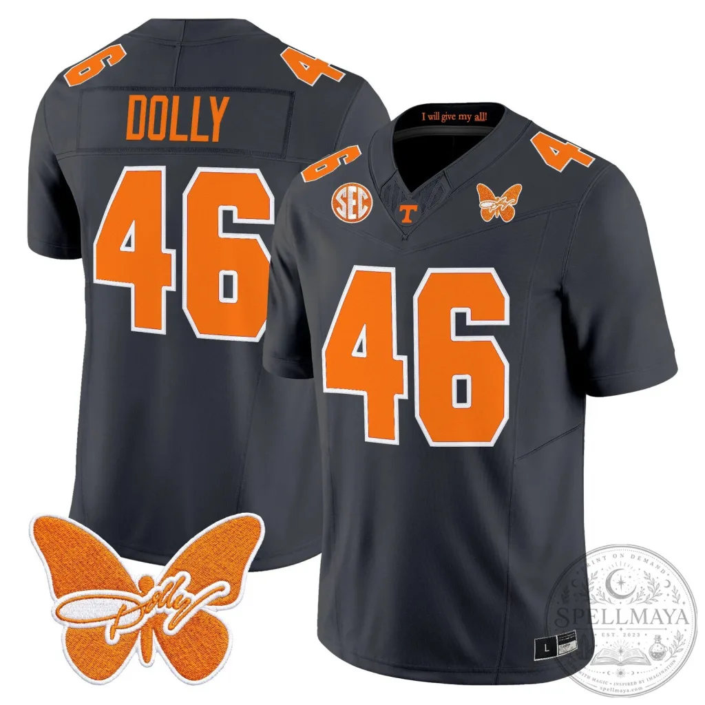 Tennessee Volunteers Dolly Parton Number 46 Football Jersey with Butterfly Patch Tennessee Volunteers Dolly Parton Number 46 Football Jersey with Butterfly Patch