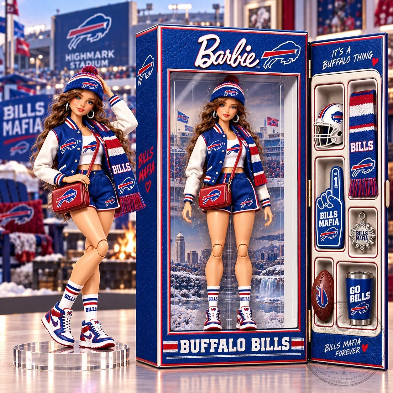 Buffalo Bills Barbie Doll Collectible Figure with Team Apparel and Accessories