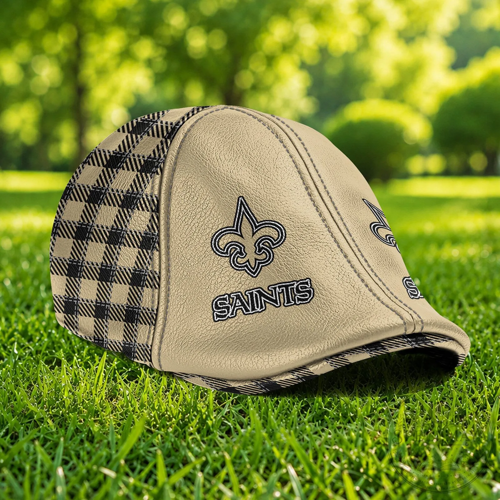 New Orleans Saints NFL Football Team Logo Custom Name Plaid Flat Cap 9 New Orleans Saints NFL Football Team Logo Custom Name Plaid Flat Cap