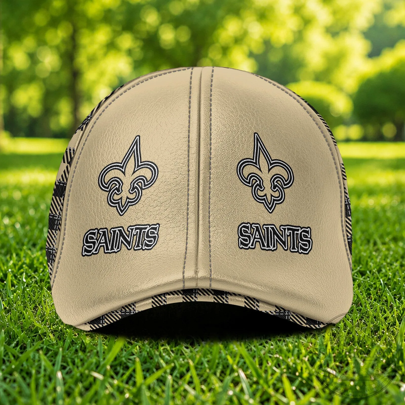 New Orleans Saints NFL Football Team Logo Custom Name Plaid Flat Cap 10 New Orleans Saints NFL Football Team Logo Custom Name Plaid Flat Cap