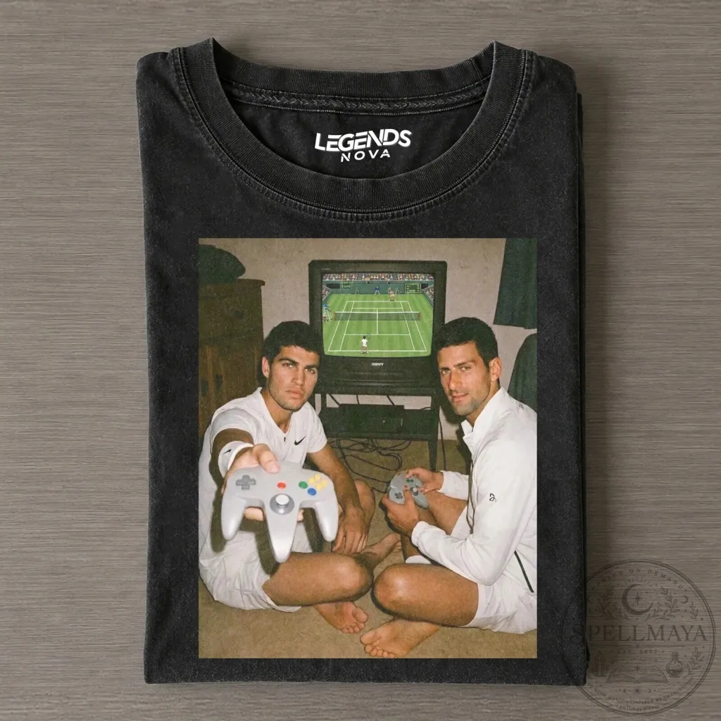 Novak Djokovic and Carlos Alcaraz Gaming Tennis Match T-Shirt Novak Djokovic and Carlos Alcaraz Gaming Tennis Match T-Shirt