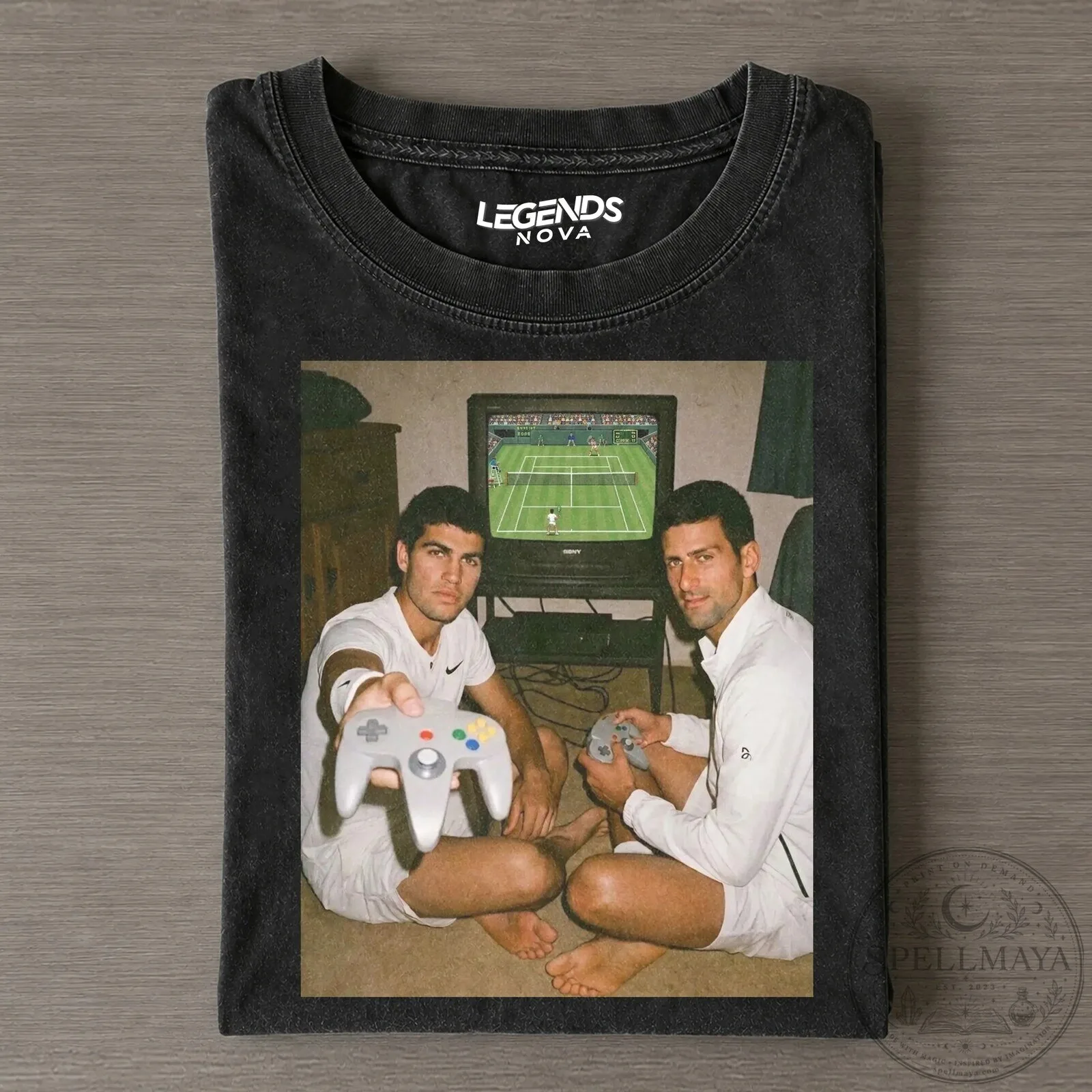 Novak Djokovic and Carlos Alcaraz Gaming Tennis Match T-Shirt