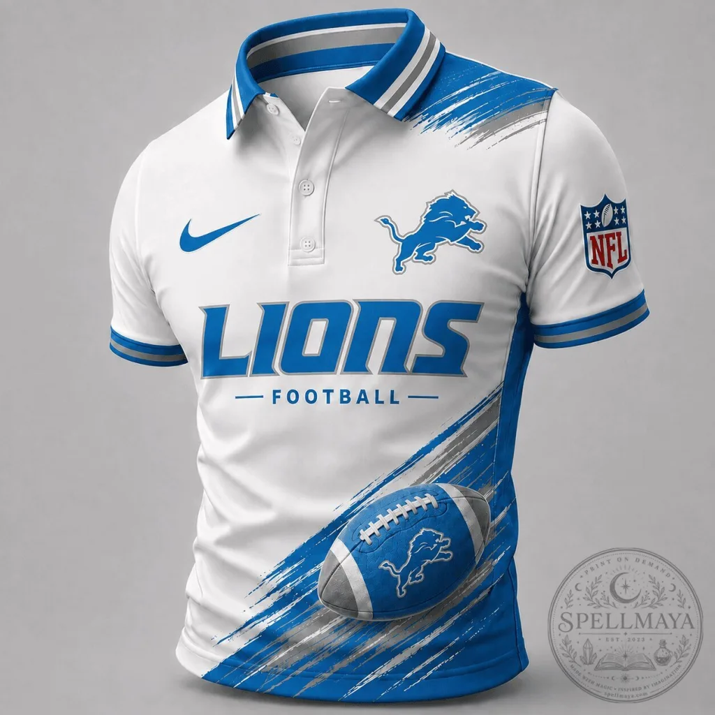 Dynamic Gridiron Style Polo Shirt for Detroit Lions Fans in the NFL Dynamic Gridiron Style Polo Shirt for Detroit Lions Fans in the NFL