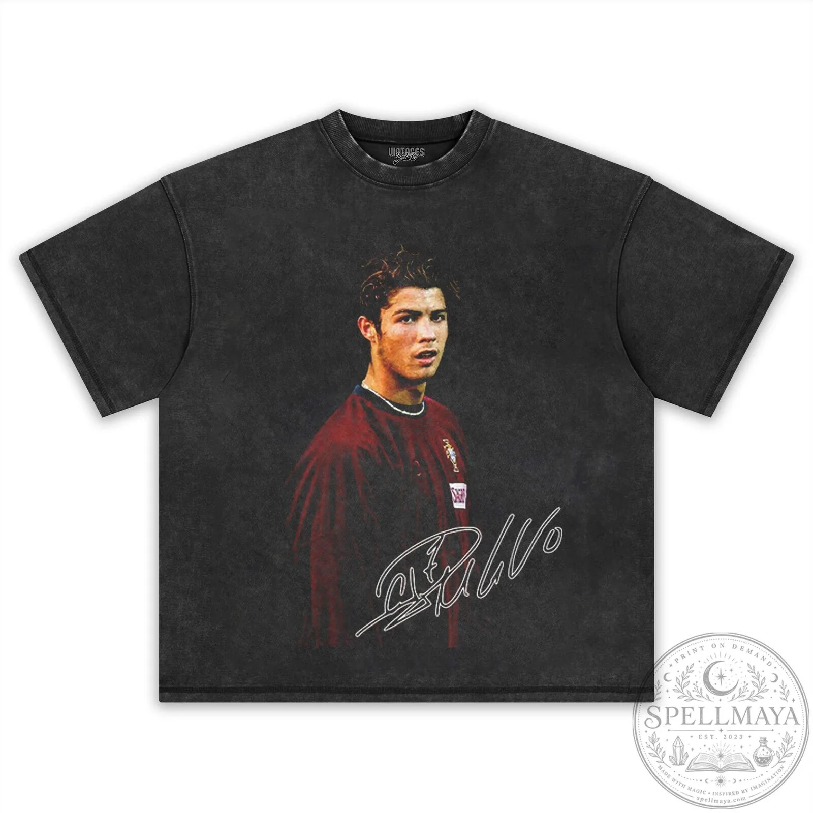 Cristiano Ronaldo Young Portrait Signature Black Cotton T-Shirt 13 Cristiano Ronaldo Young Portrait Signature Black Cotton T-Shirt