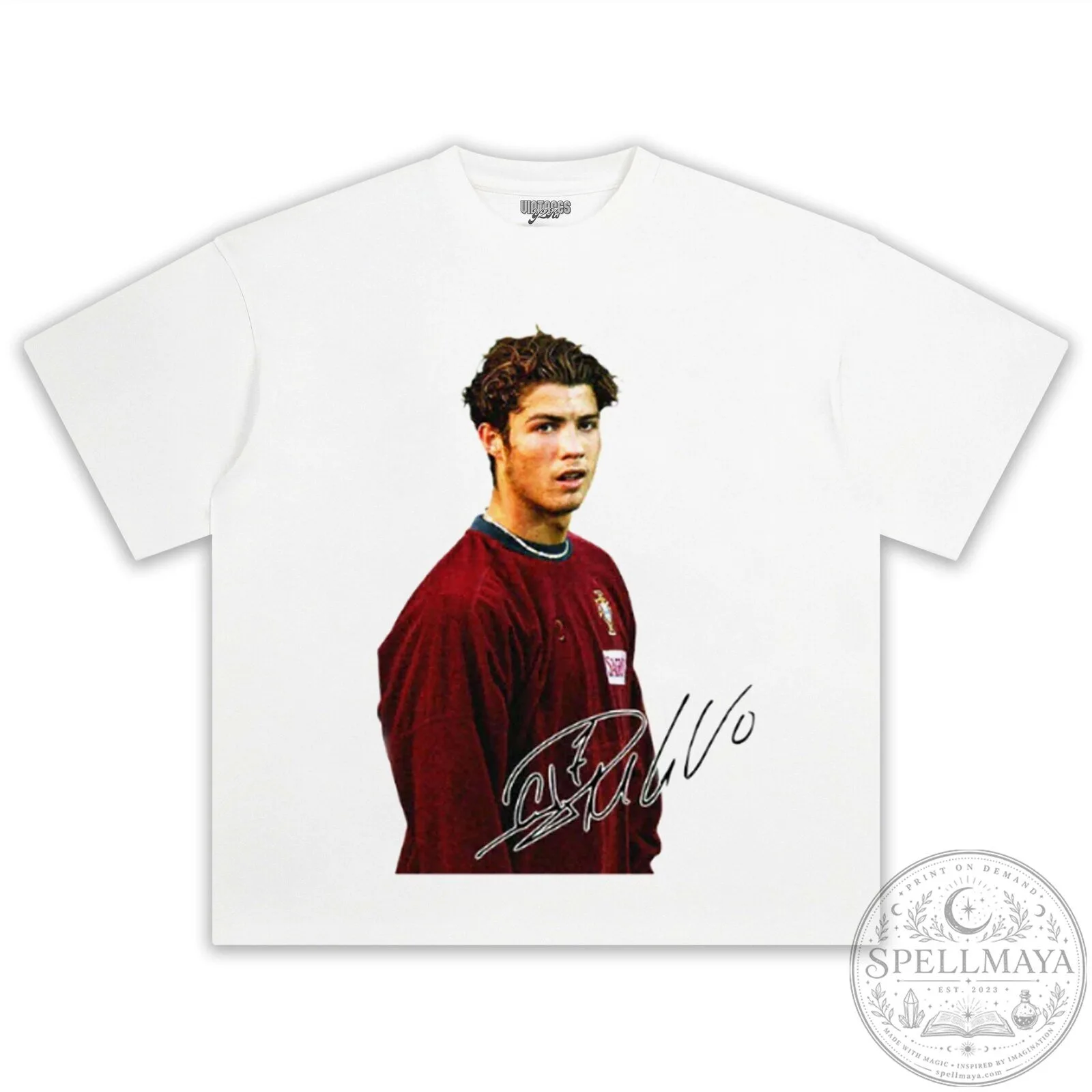 Cristiano Ronaldo Young Portrait Signature Black Cotton T-Shirt 14 Cristiano Ronaldo Young Portrait Signature Black Cotton T-Shirt
