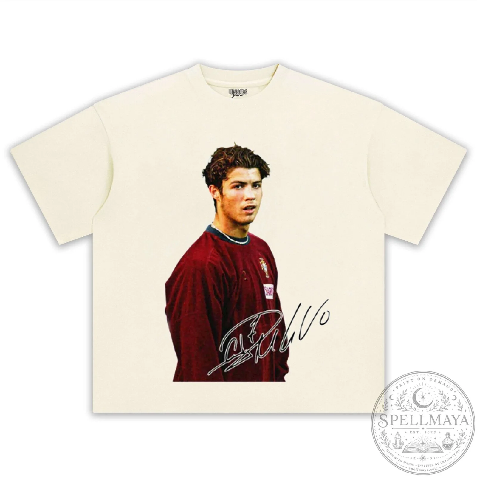 Cristiano Ronaldo Young Portrait Signature Black Cotton T-Shirt 15 Cristiano Ronaldo Young Portrait Signature Black Cotton T-Shirt