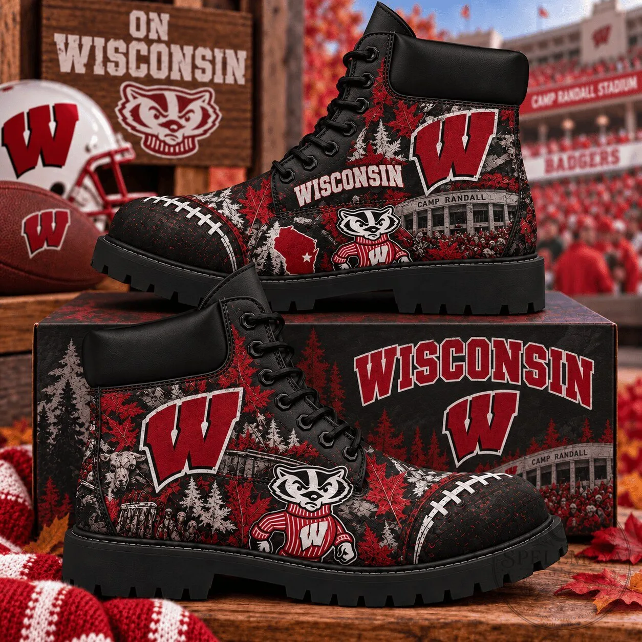 Wisconsin Badgers Football Team High Top Boots for Game Day 2 Wisconsin Badgers Football Team High Top Boots for Game Day