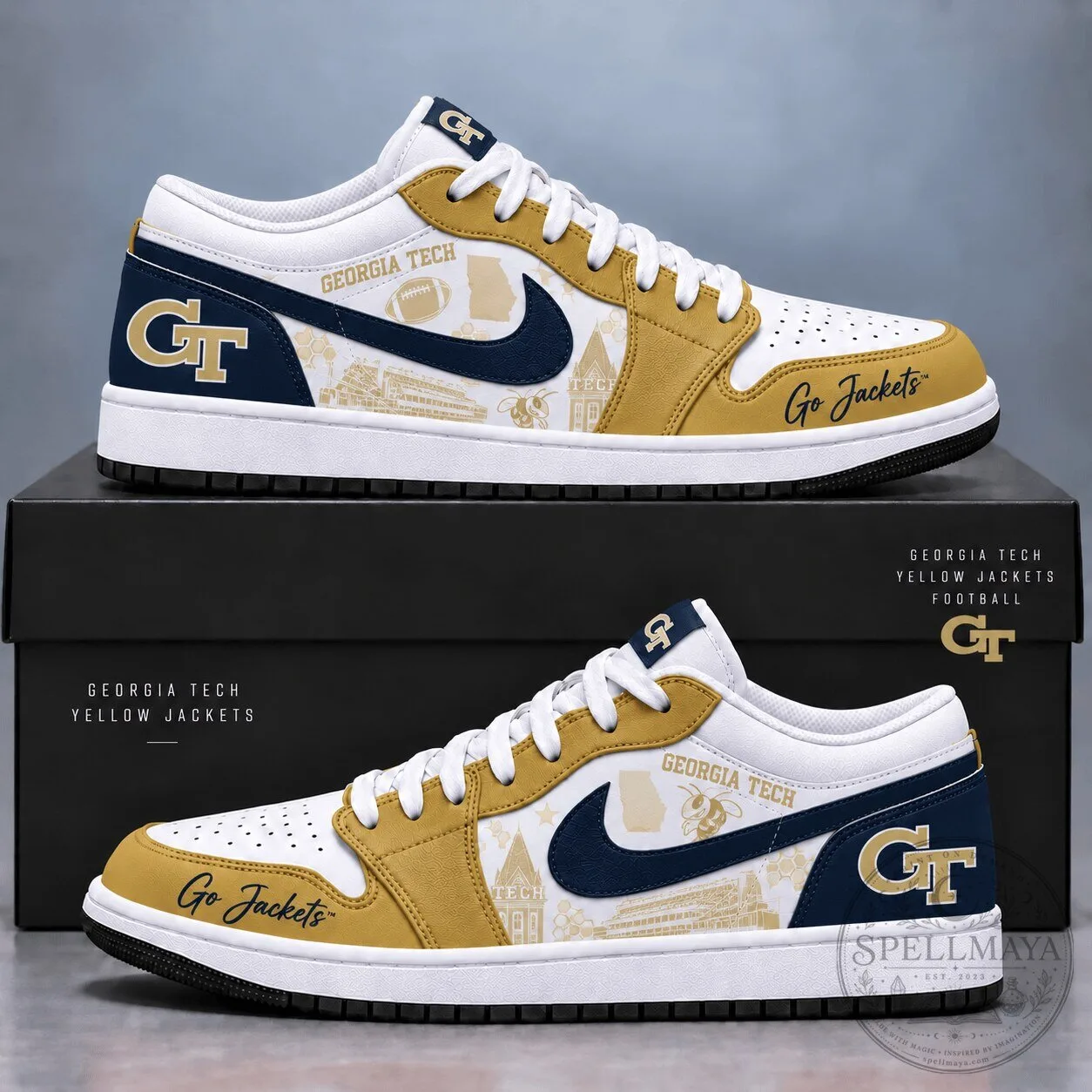 Georgia Tech Yellow Jackets Football Team Custom Sneakers 1 Georgia Tech Yellow Jackets Football Team Custom Sneakers