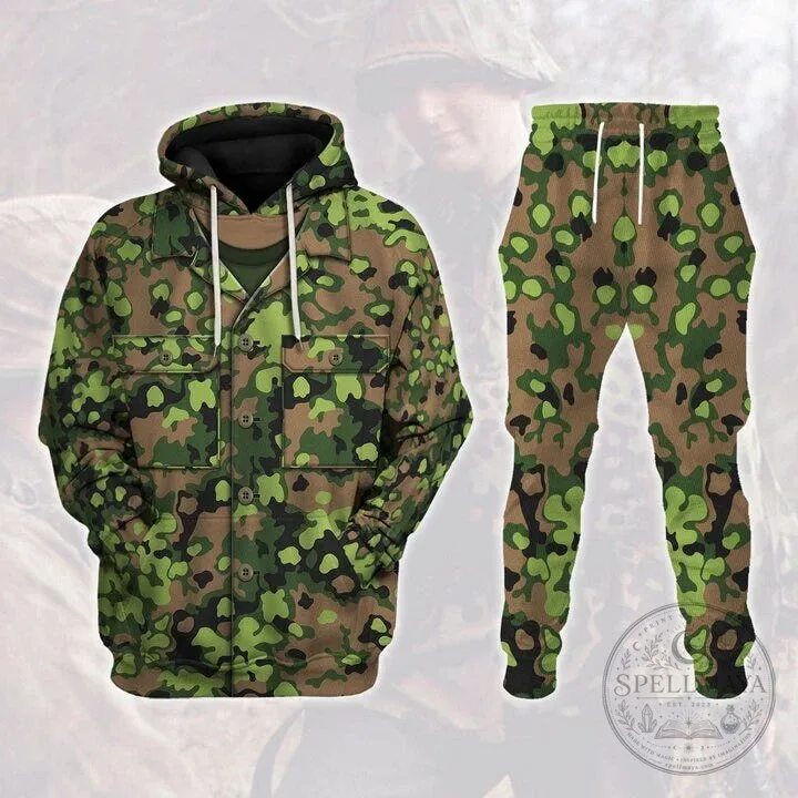 German Army Blurred Edge Camouflage Pattern Hoodie and Pants Set