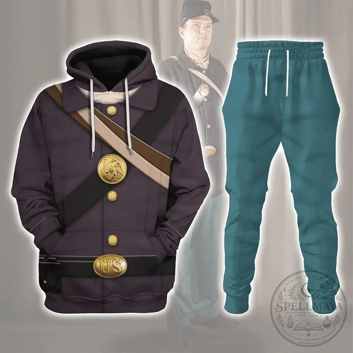 American Civil War Union Army Infantry Private Soldier Uniform Hoodie