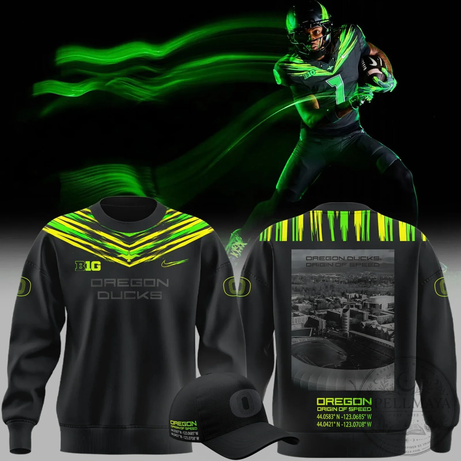 Black Sweatshirt for Oregon Ducks Football Team - Origin of Speed Edition 1 Black Sweatshirt for Oregon Ducks Football Team - Origin of Speed Edition