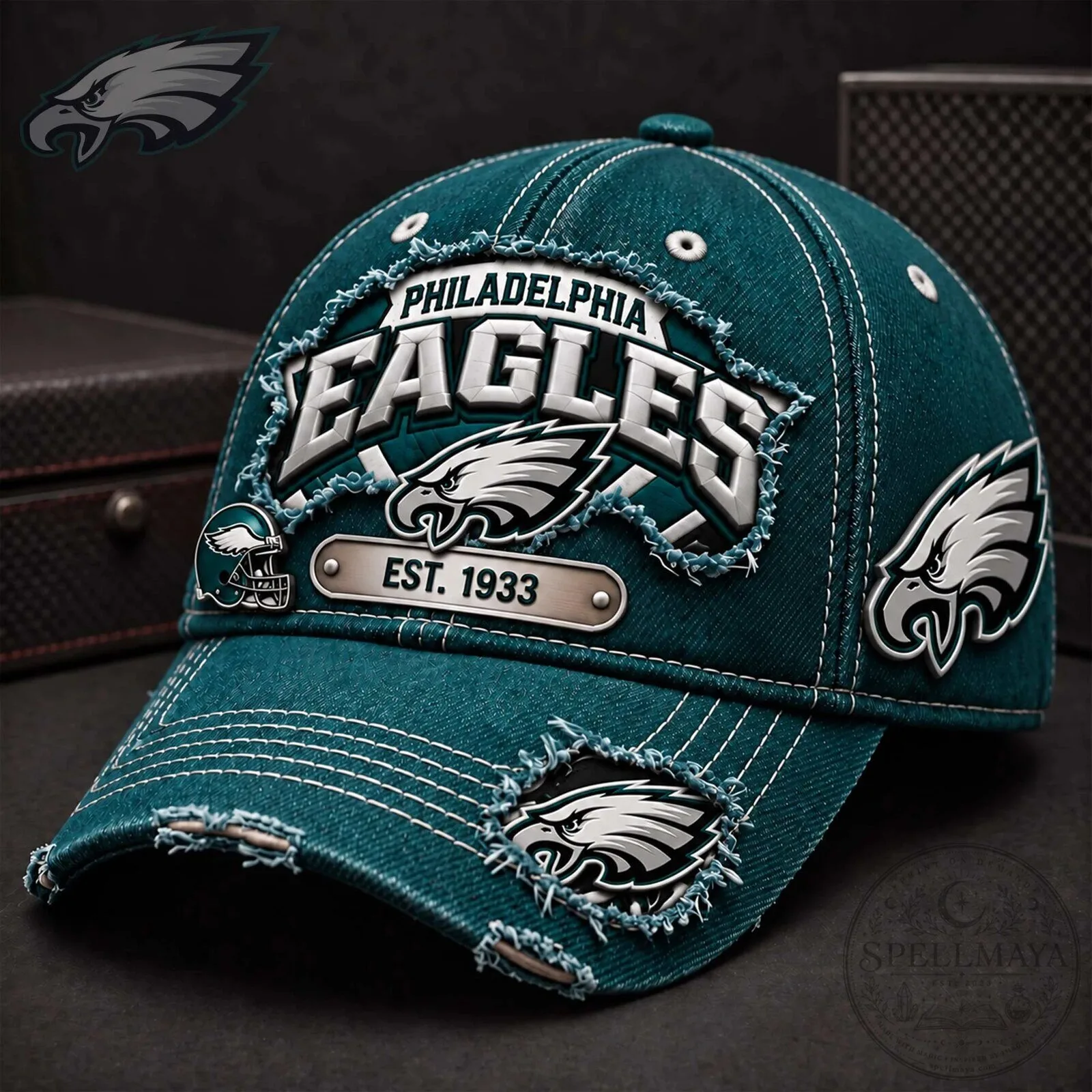 Philadelphia Eagles Distressed Denim Baseball Cap Hat