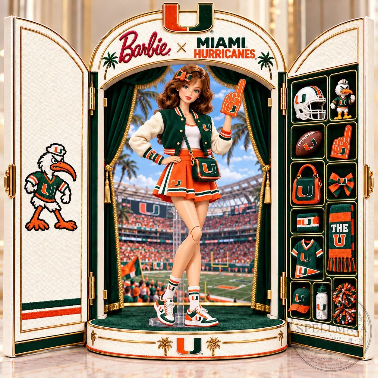 Barbie Miami Hurricanes University of Miami Commemorative Collectible Figurine 2 Barbie Miami Hurricanes University of Miami Commemorative Collectible Figurine