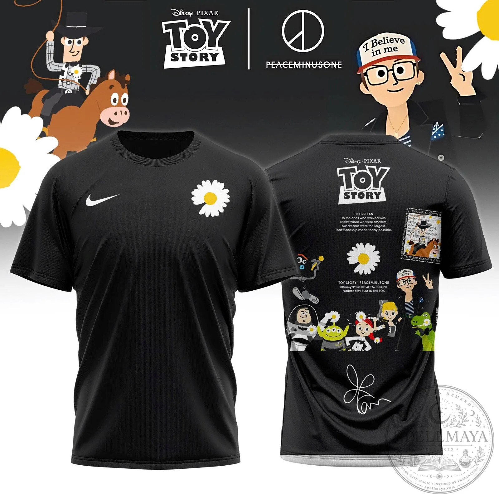 Toy Story Peaceminusone Disney Pixar Black T-Shirt