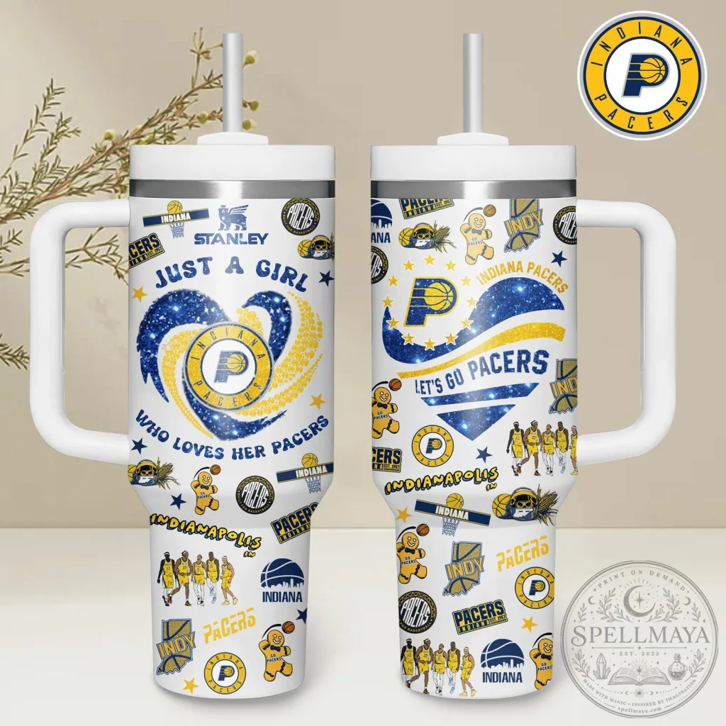 Indiana Pacers Just a Girl Who Loves Her Pacers 40oz Tumbler with Handle Indiana Pacers Just a Girl Who Loves Her Pacers 40oz Tumbler with Handle