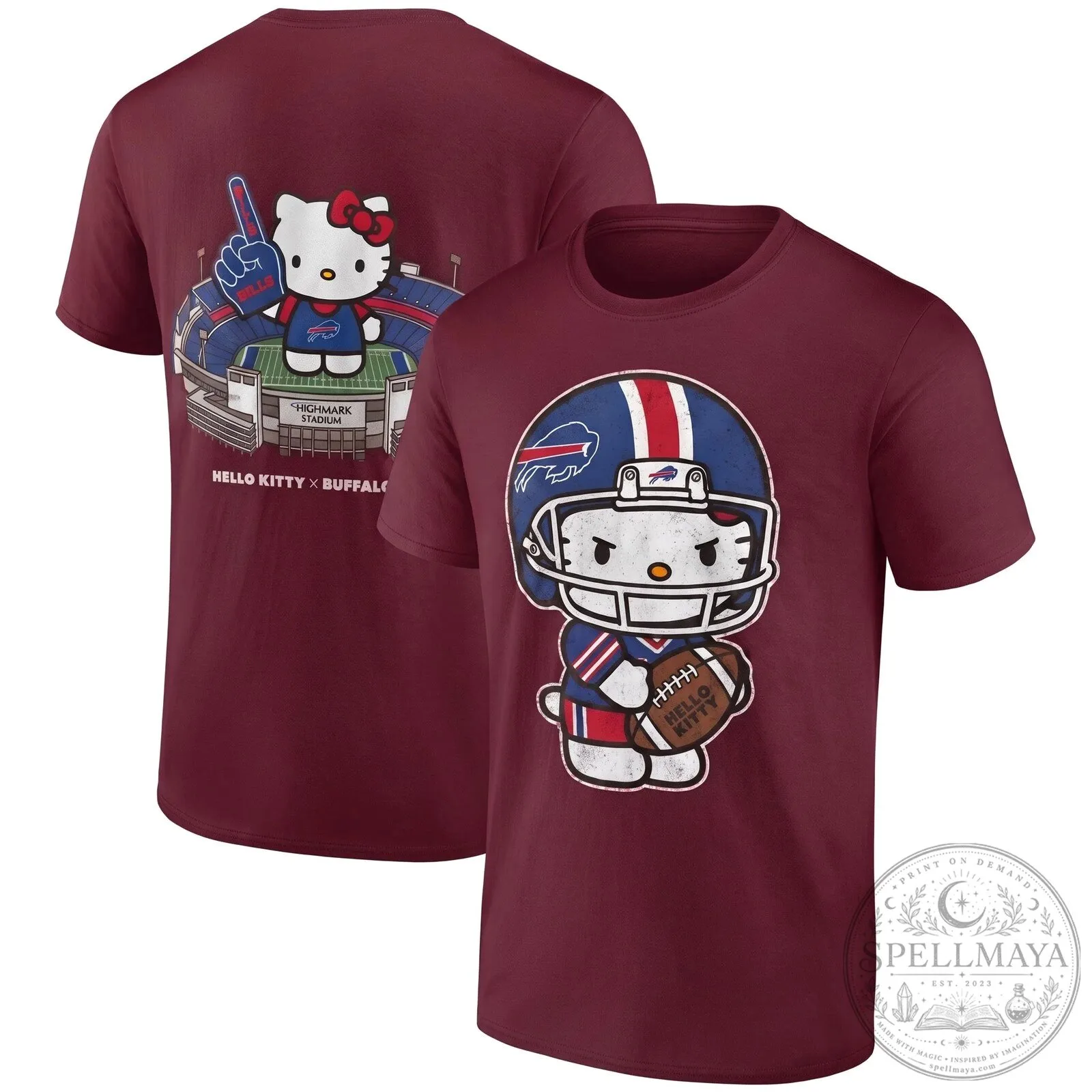 Hello Kitty Buffalo Bills Highmark Stadium Football T-Shirt 18 Hello Kitty Buffalo Bills Highmark Stadium Football T-Shirt