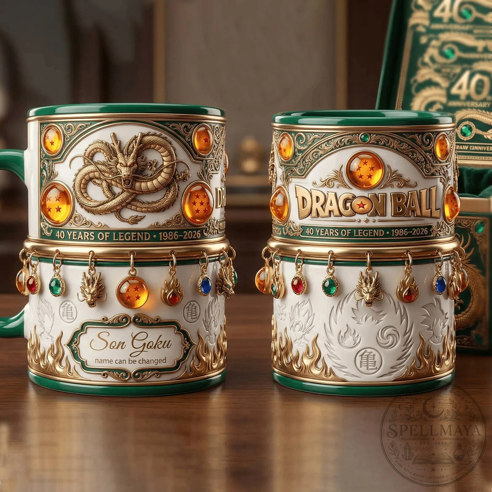 Son Goku 40th Anniversary Gold Dragon Coffee Mug from Dragon Ball Z