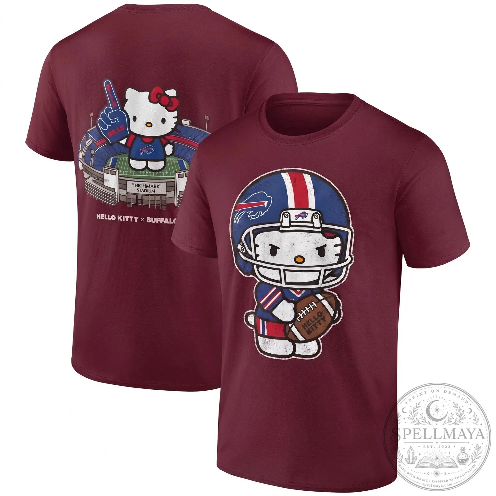 Hello Kitty Buffalo Bills Highmark Stadium Football T-Shirt 18 Hello Kitty Buffalo Bills Highmark Stadium Football T-Shirt