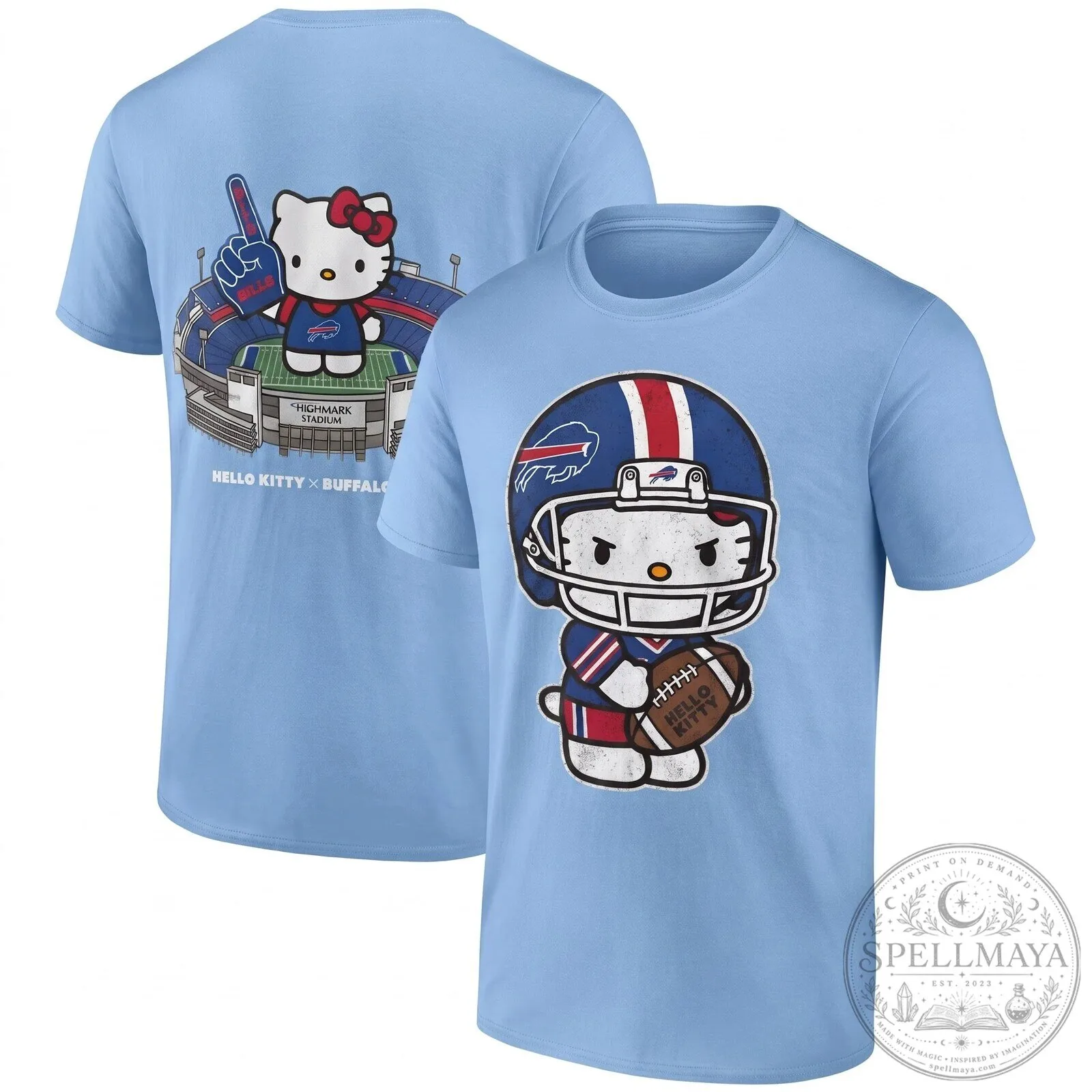 Hello Kitty Buffalo Bills Highmark Stadium Football T-Shirt 21 Hello Kitty Buffalo Bills Highmark Stadium Football T-Shirt