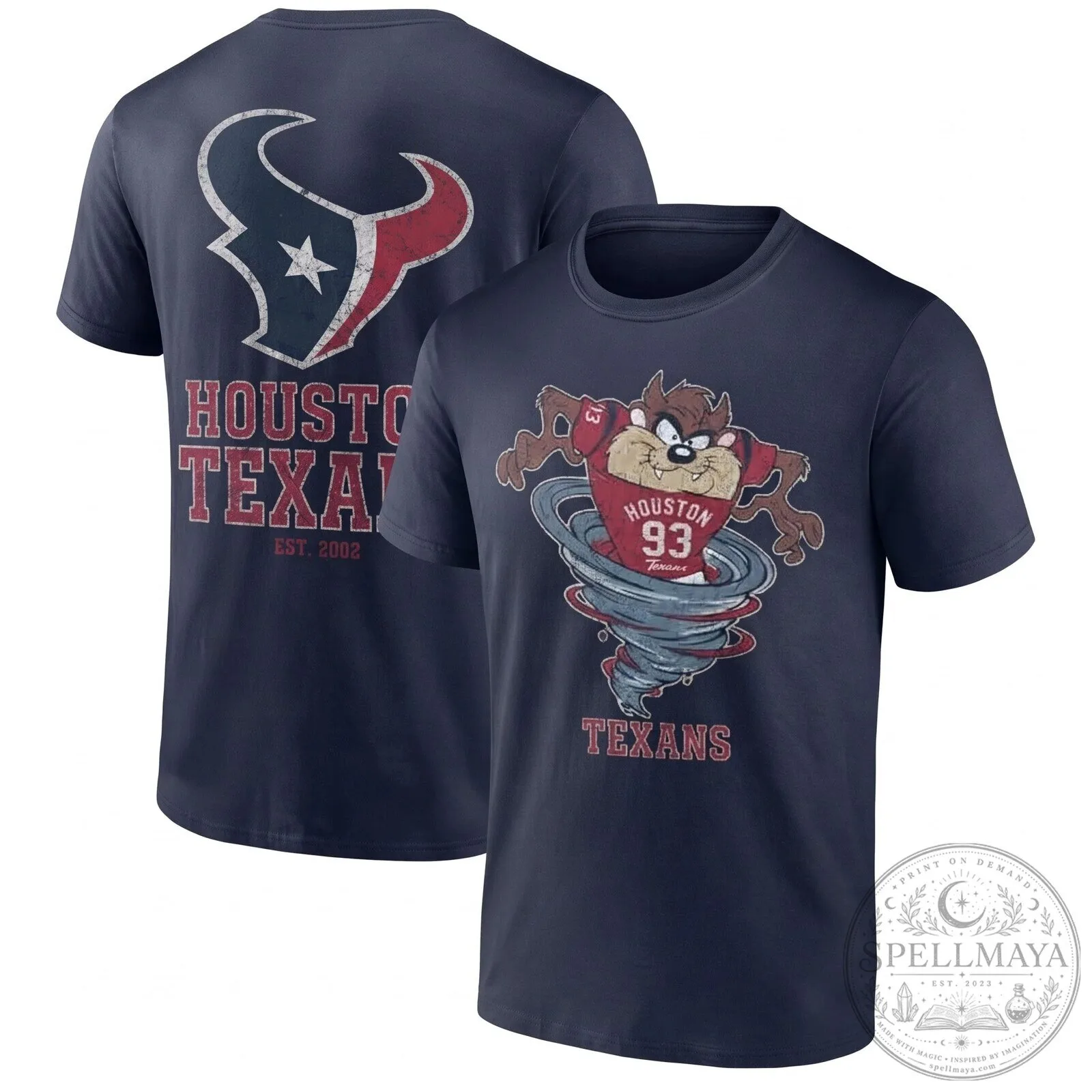 Houston Texans Taz Looney Tunes Tornado Distressed Black T-Shirt 10 Houston Texans Taz Looney Tunes Tornado Distressed Black T-Shirt