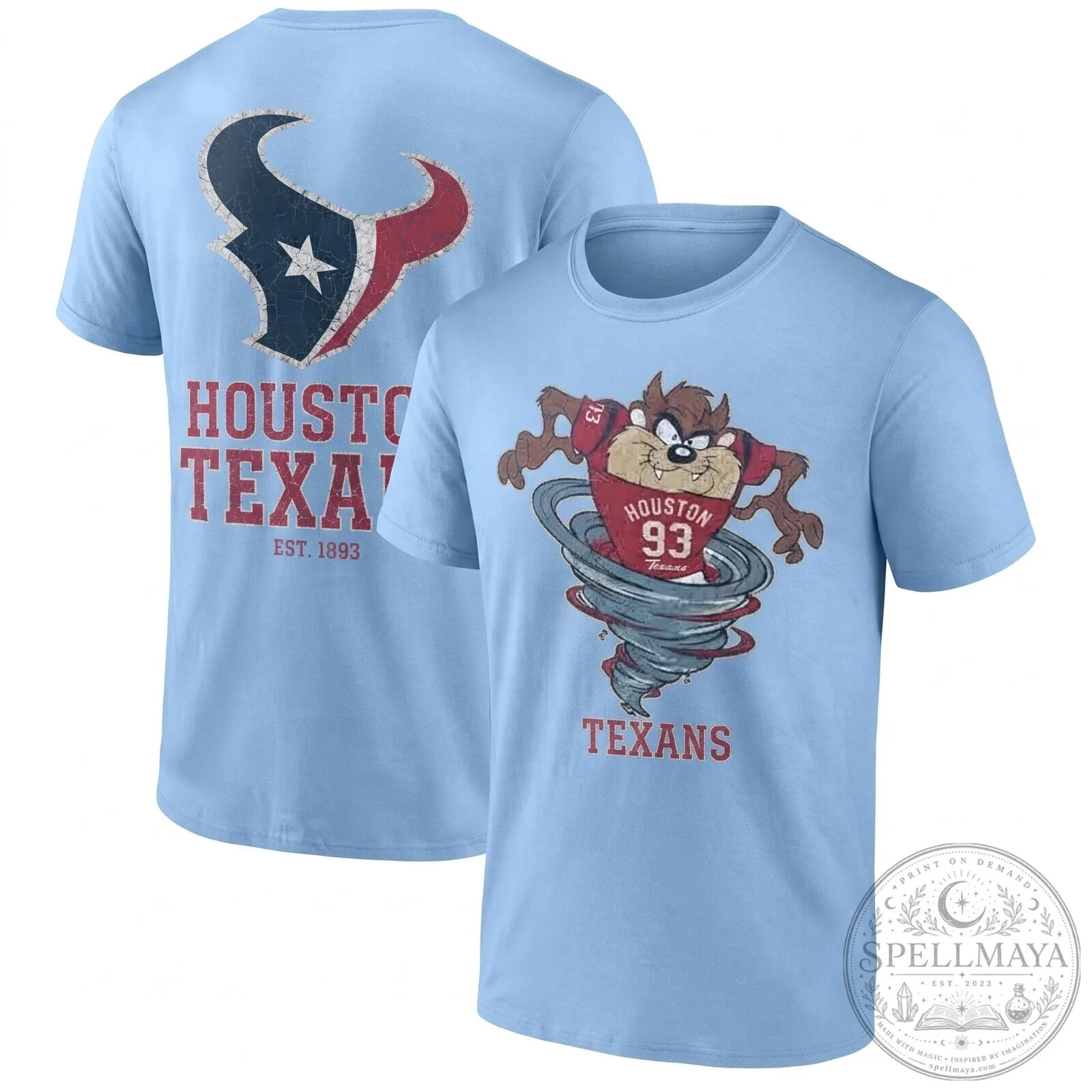 Houston Texans Taz Looney Tunes Tornado Distressed Black T-Shirt 13 Houston Texans Taz Looney Tunes Tornado Distressed Black T-Shirt