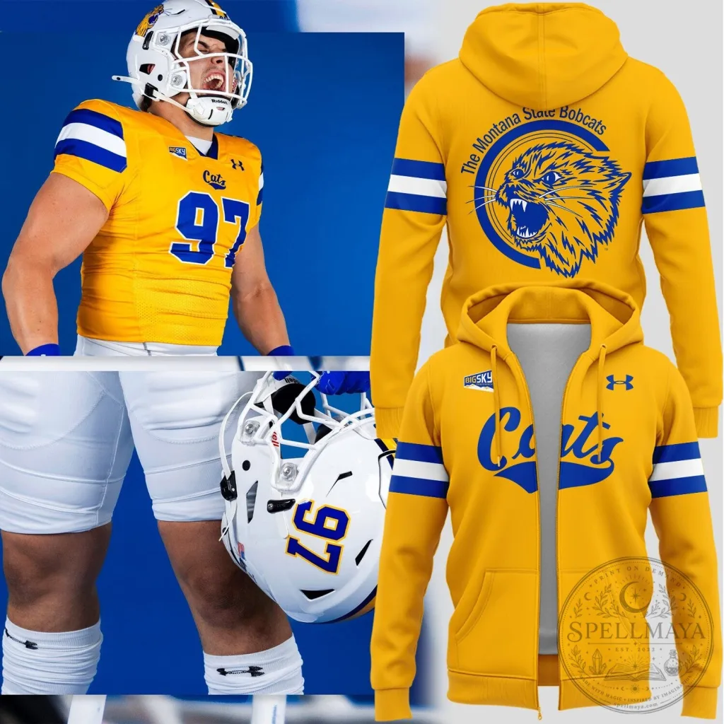 Montana State Football Gold Rush Bobcats Full-Zip Hoodie
