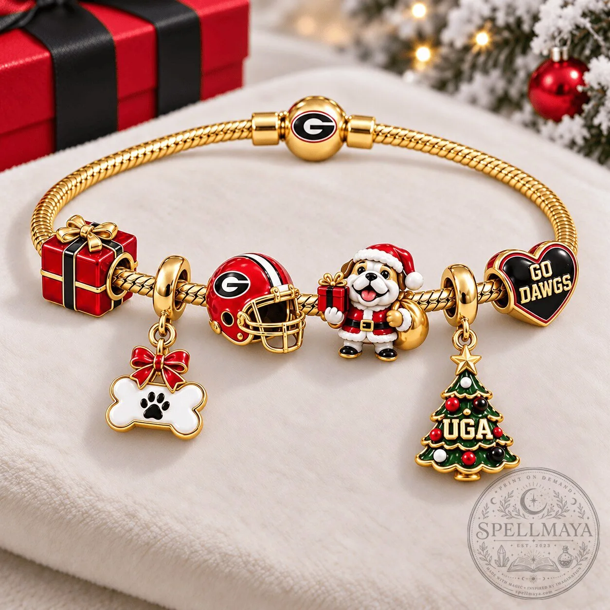 Georgia Bulldogs Christmas Charm Bracelet Set